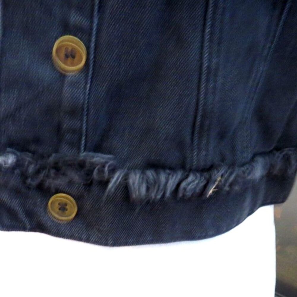 Wild Honey Women's Western Denim Cropped Fringe Jacket Black S EUC - Picture 6 of 9